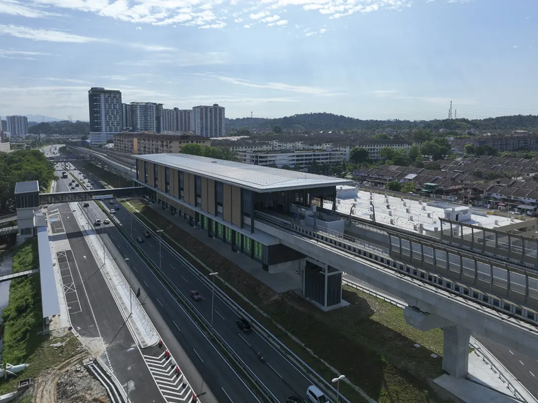 Aerial view of the Taman Equine MRT Station showing the road markings works completed.