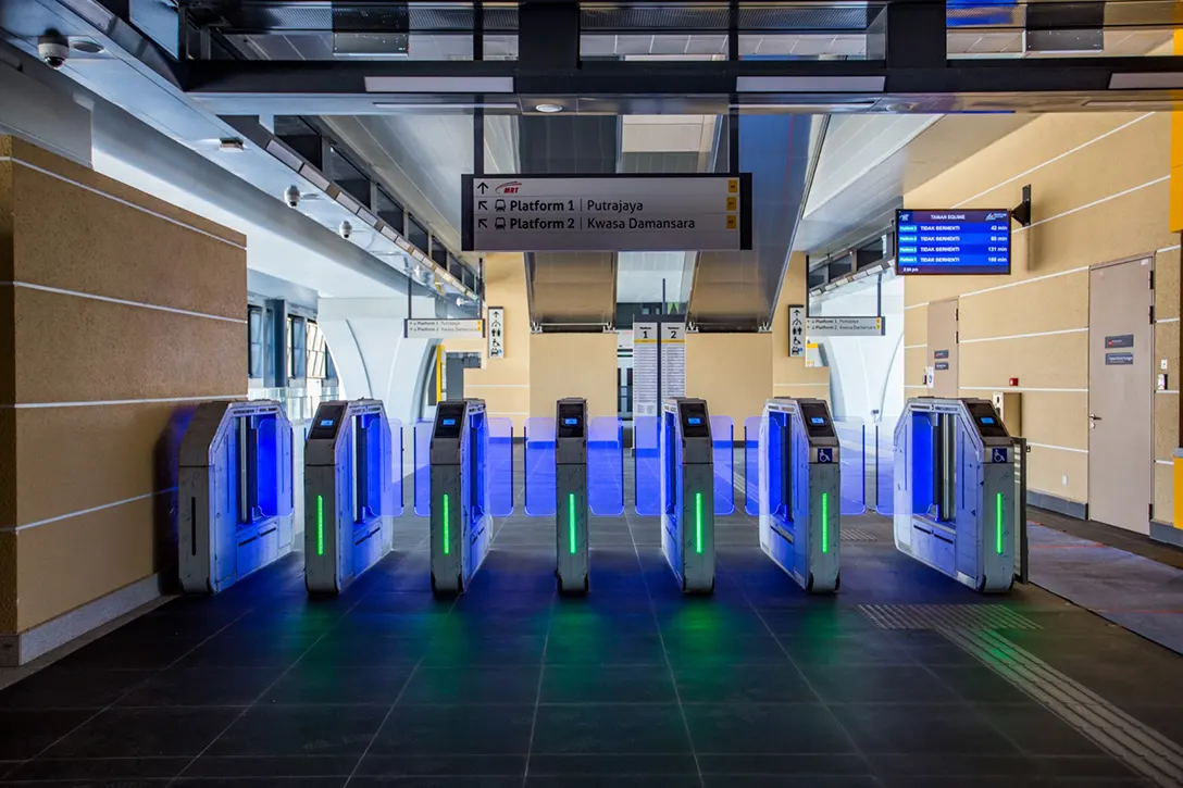 Testing and commissioning of Automatic Fare Collection system in progress at the Taman Equine MRT Station.