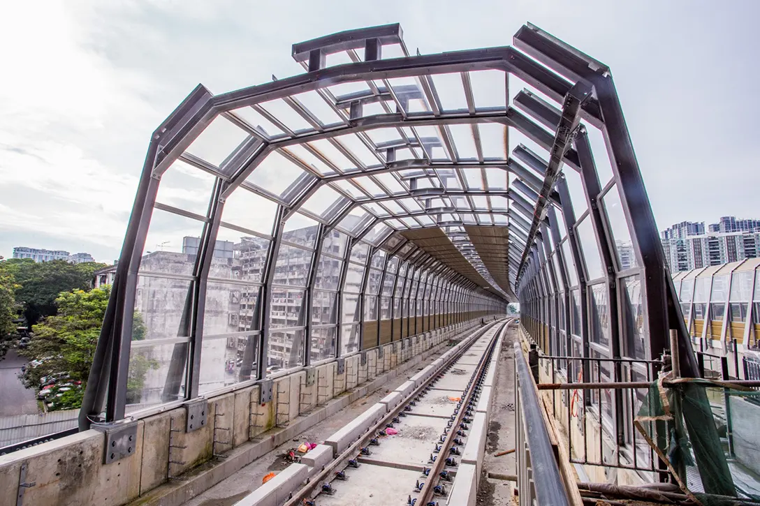 View of the track slab cast at the Taman Naga Emas MRT Station.