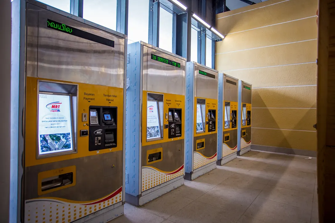 Ticketing vending machine installed at the Taman Naga Emas MRT Station.