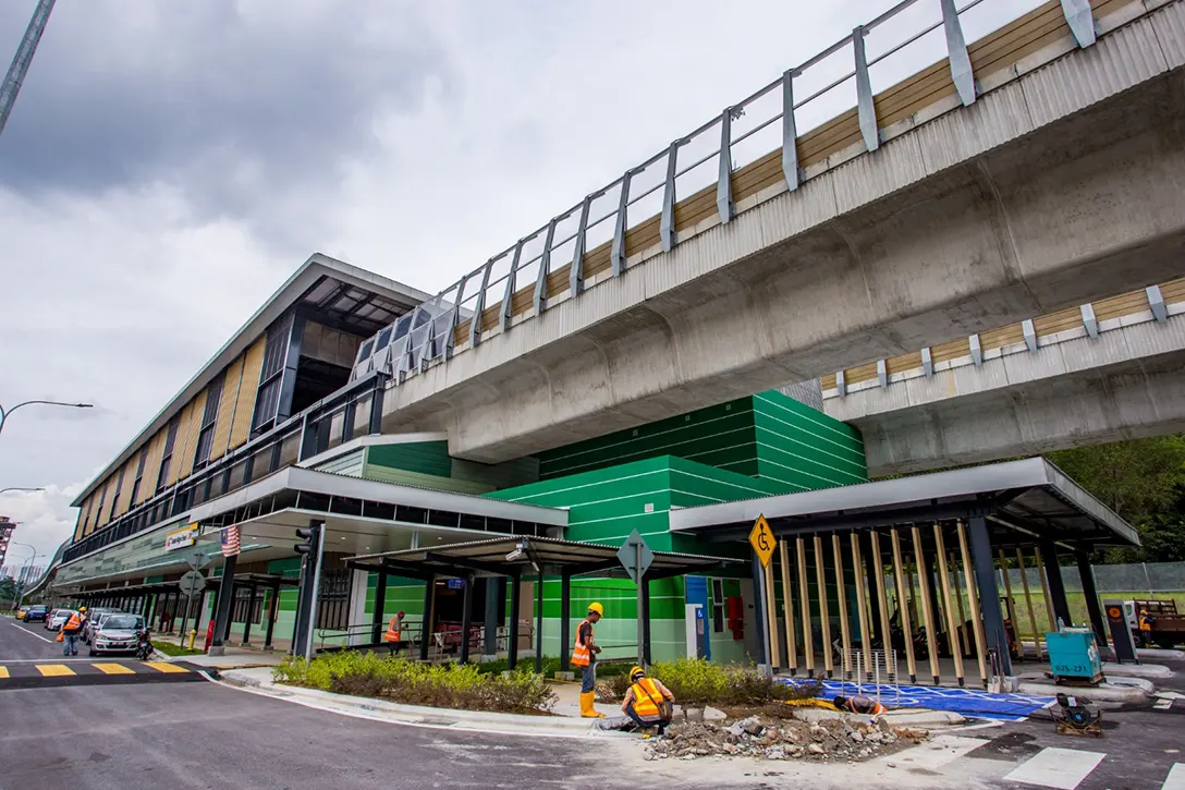 Modification walkway ramp works in progress as commended by Dewan Bandaraya Kuala Lumpur during the Certificate of Completion and Compliance (CCC) inspection at the Taman Naga Emas MRT Station.