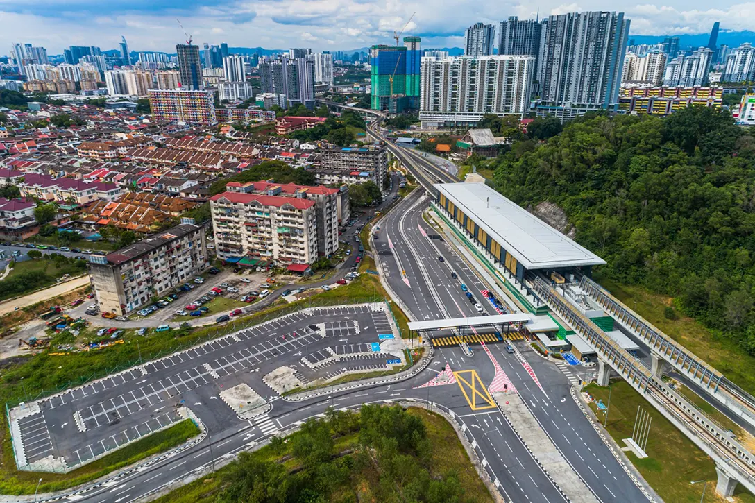 Overview of the station and external works completion at the Taman Naga Emas MRT Station.