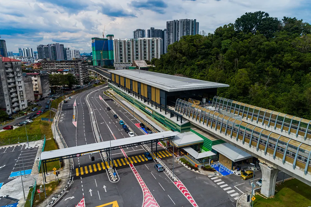 Overview of the at grade park and ride for Taman Naga Emas MRT Station.