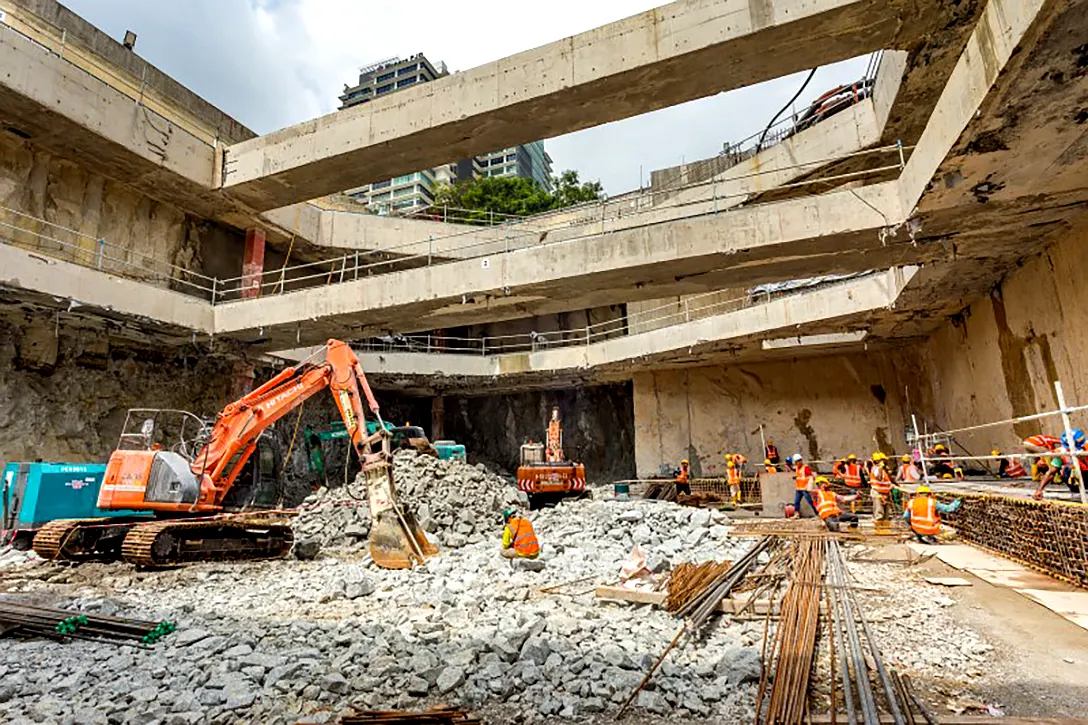 Rebar works for the concourse slab level of the Titiwangsa MRT Station.