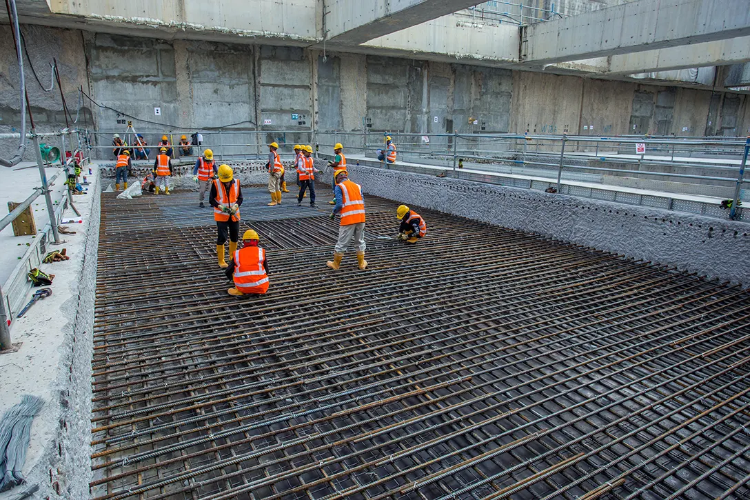 Ongoing lower ground infill slab rebar works at the Titiwangsa MRT Station site.