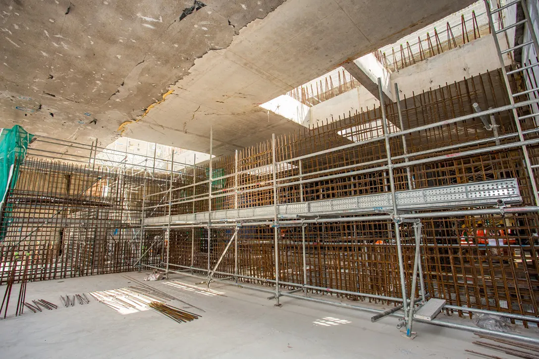 Rebar works for internal wall at Titiwangsa MRT Station concourse level.