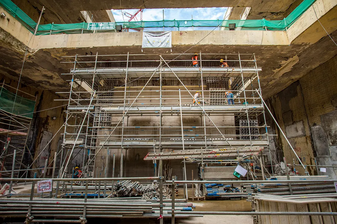 Rebar works for internal wall at base slab at the Titiwangsa MRT Station.