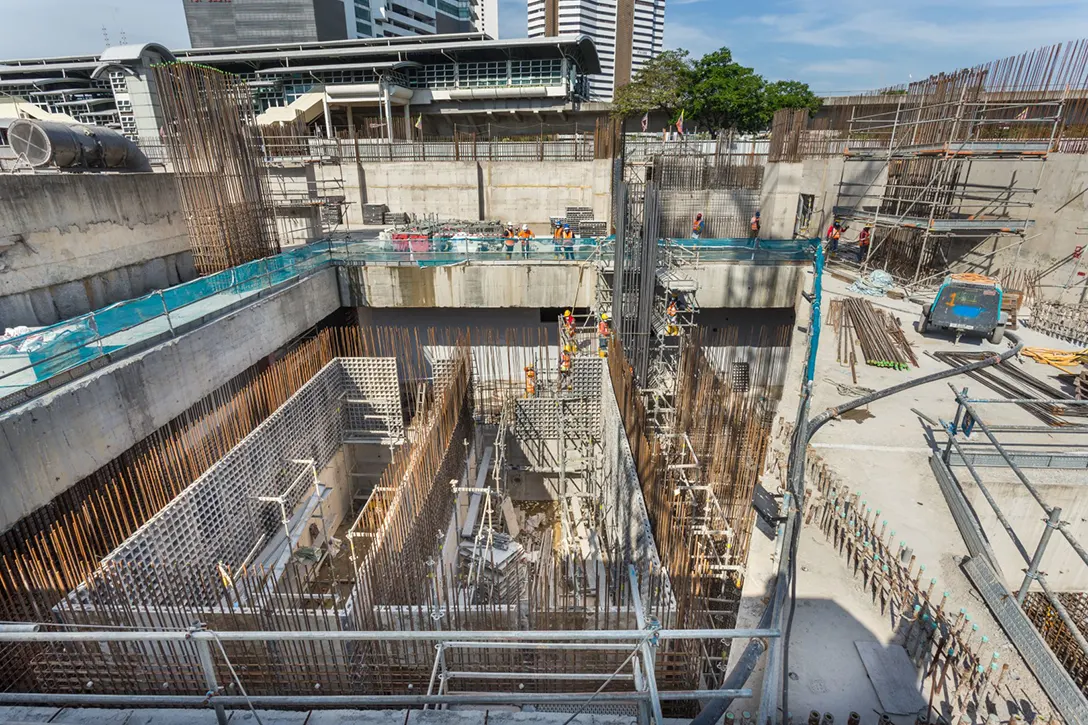 Rebar works for lower ground level internal wall at the Titiwangsa MRT Station Entrance A.