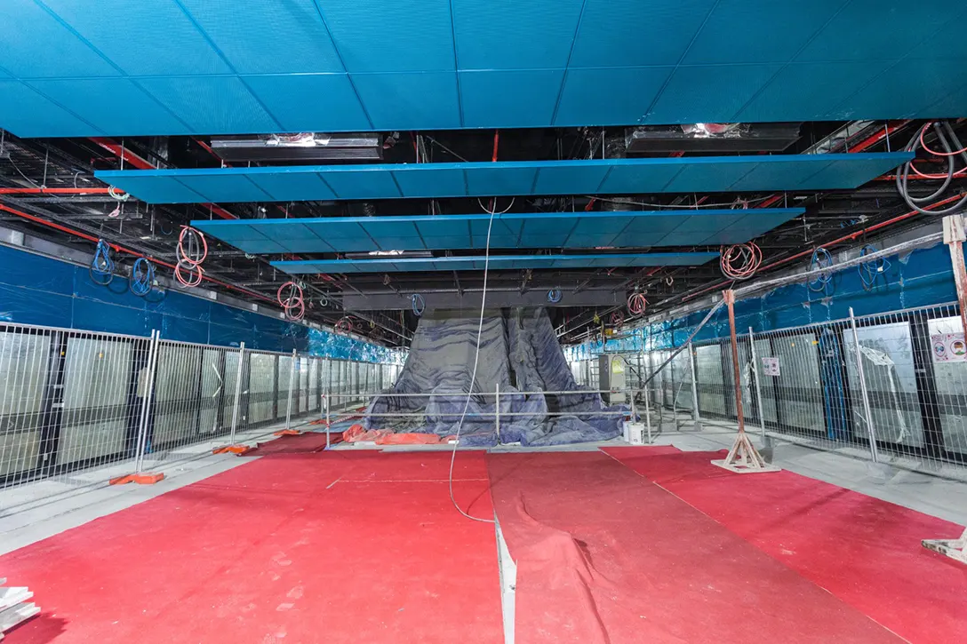 Tiling and ceiling works in progress at the Titiwangsa MRT Station Platform Level