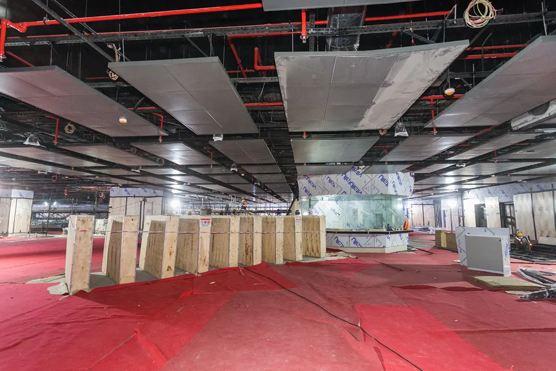 Installation of Automatic Fare Collection system gate at the concourse level of the Titiwangsa MRT Station.