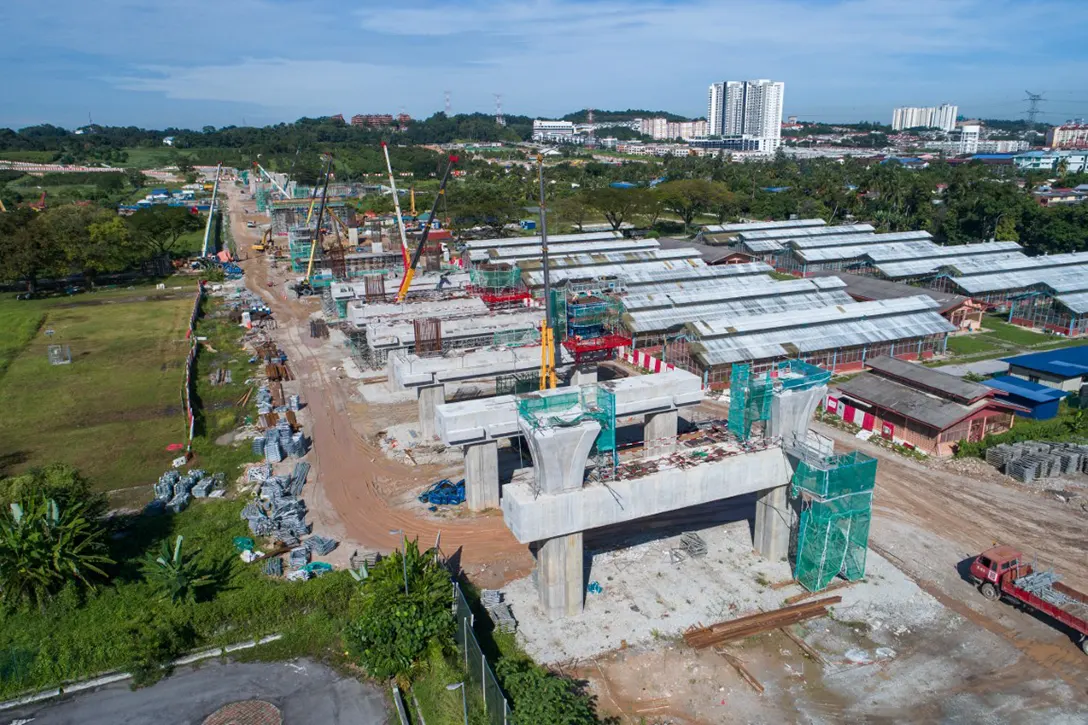 Construction of station portal at the UPM MRT Station site.