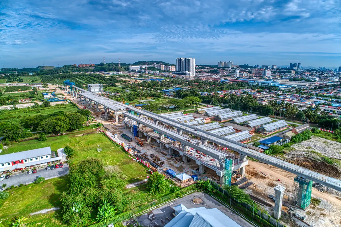 Aerial view of the station concourse construction level at the UPM MRT Station site.