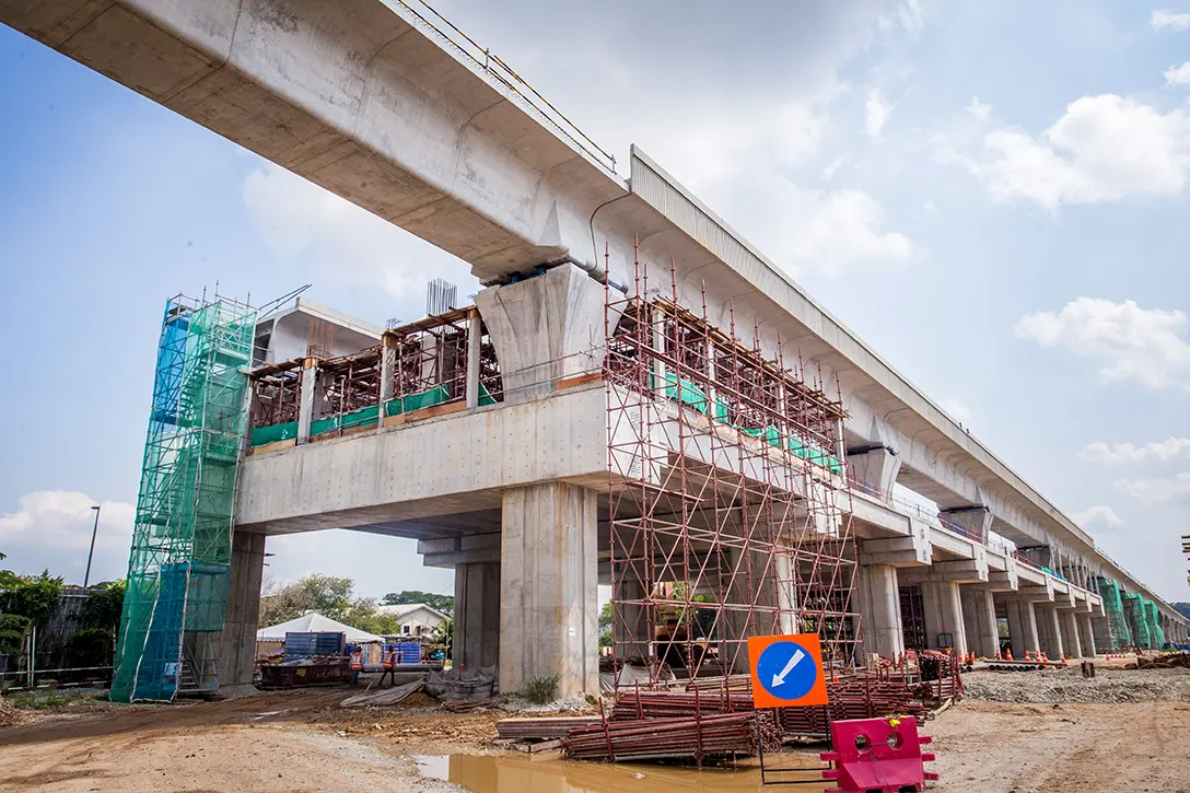 UPM MRT Station concourse level construction works in progress.