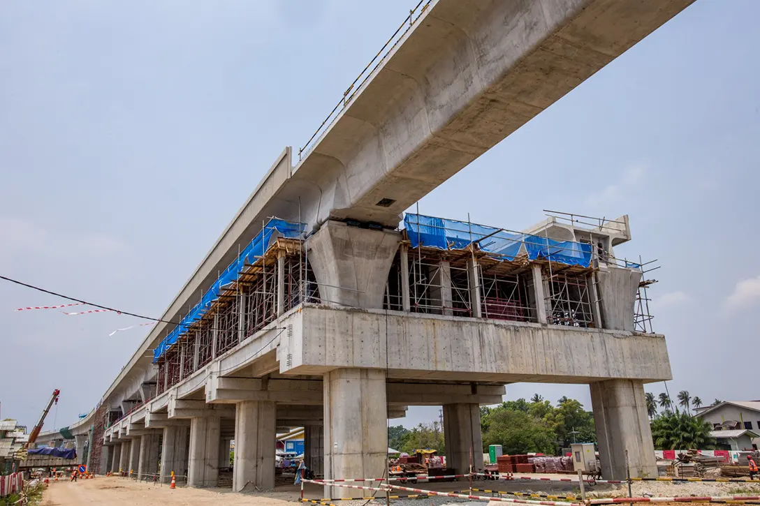 UPM MRT Station intermediate level construction works in progress.