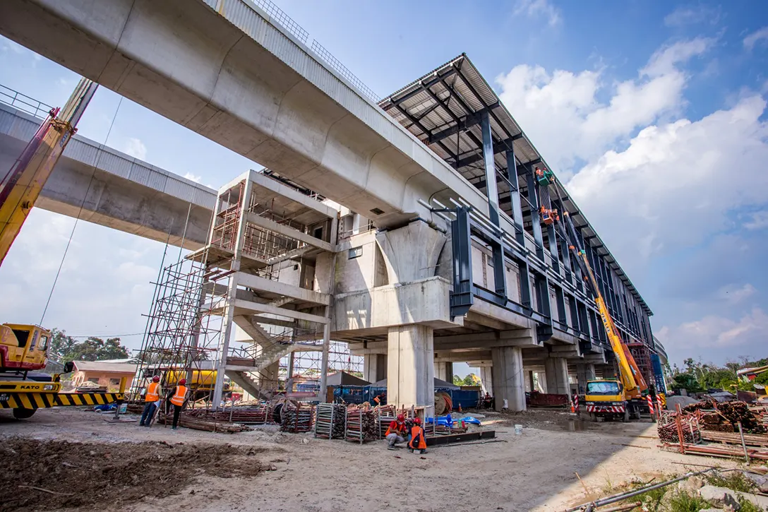 Ongoing roof accessories installation works in progress at the UPM MRT Station