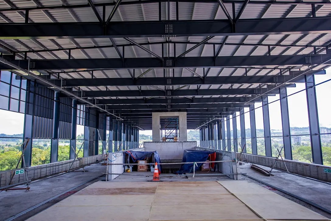 Platform level finishing works in progress at the UPM MRT Station.