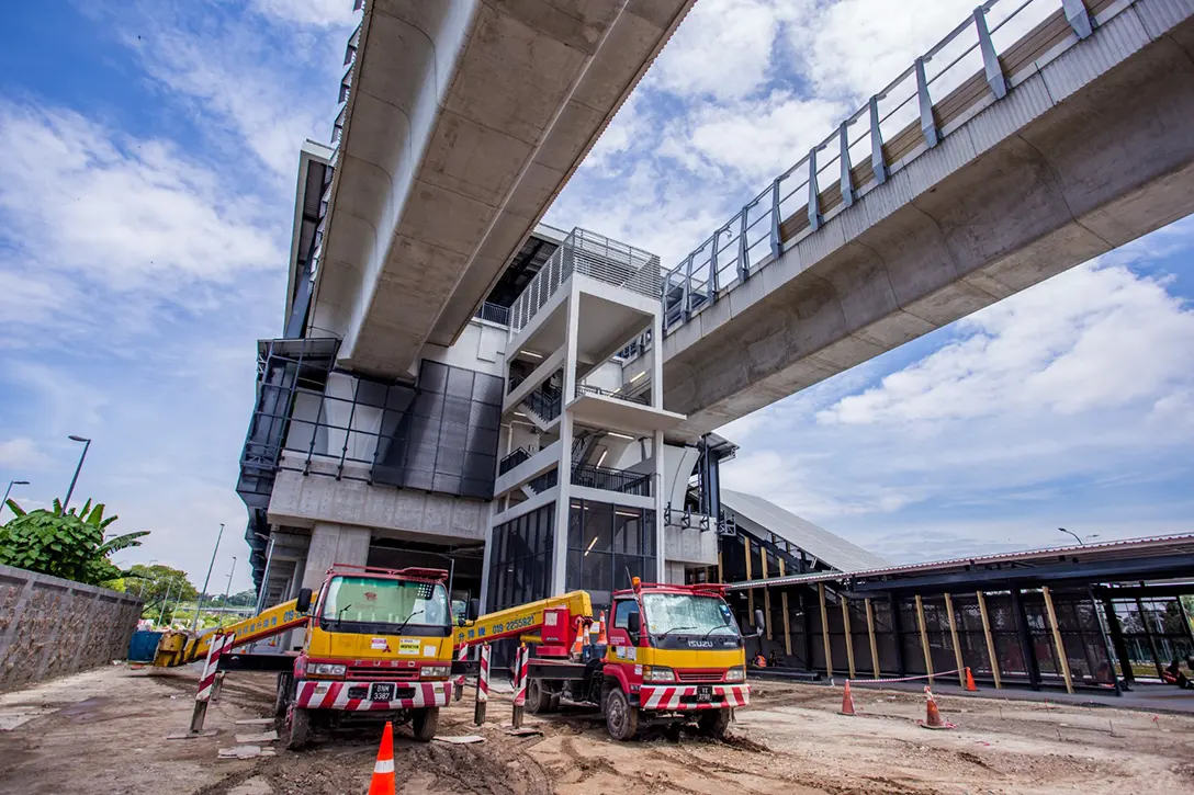View of the UPM MRT Station showing the pier touch-up works in progress
