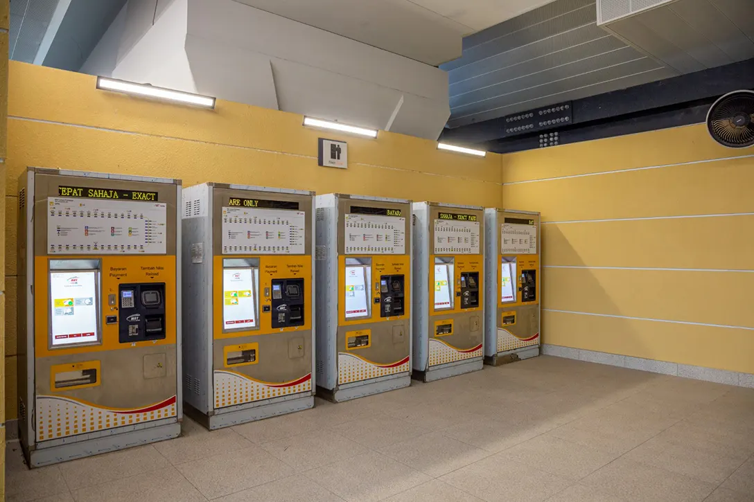 Testing of ticket vending machine system in progress at the UPM MRT Station.