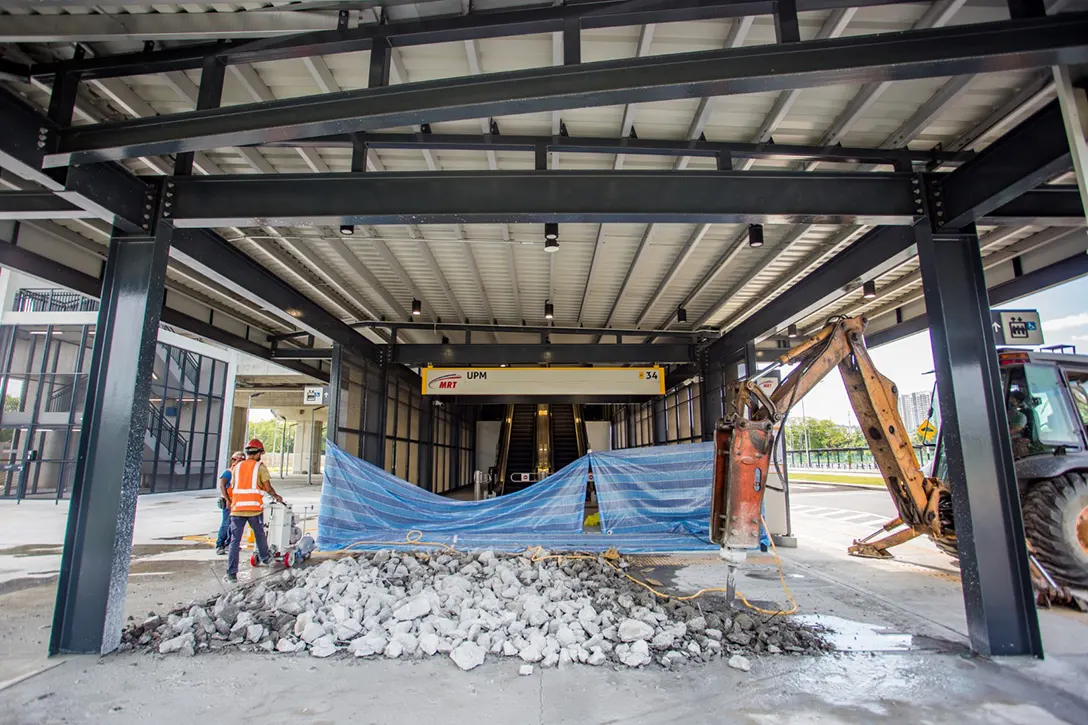 Enhancement works in progress at the UPM MRT Station, Entrance A.