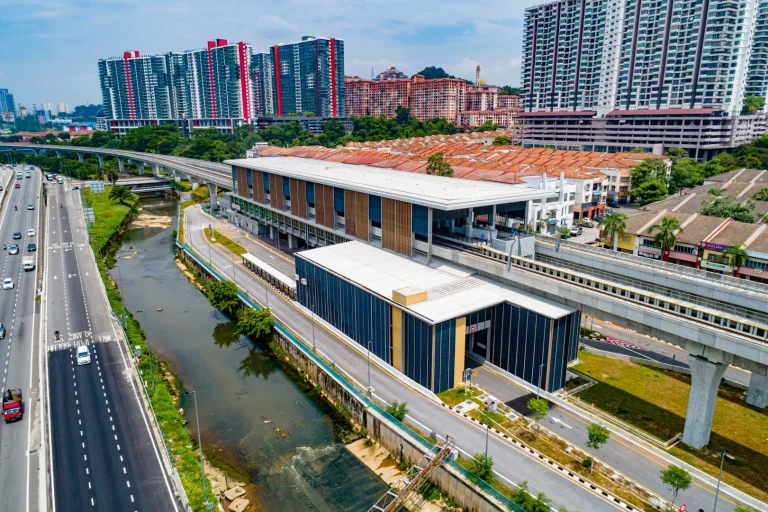 Aerial view of the completed Damansara Damai MRT Station.