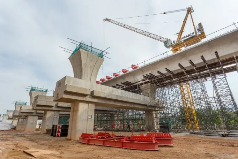 Preparation for Trestle Support System for segmental box girder erection at the Damansara Damai MRT Station site