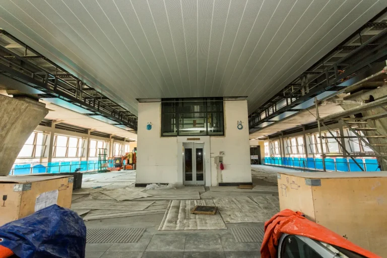 View of the concourse ceiling works in progress inside the Damansara Damai MRT Station