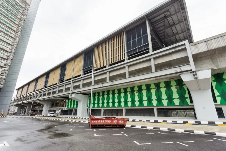 Ongoing touch-up paint works at the Sri Delima MRT Station