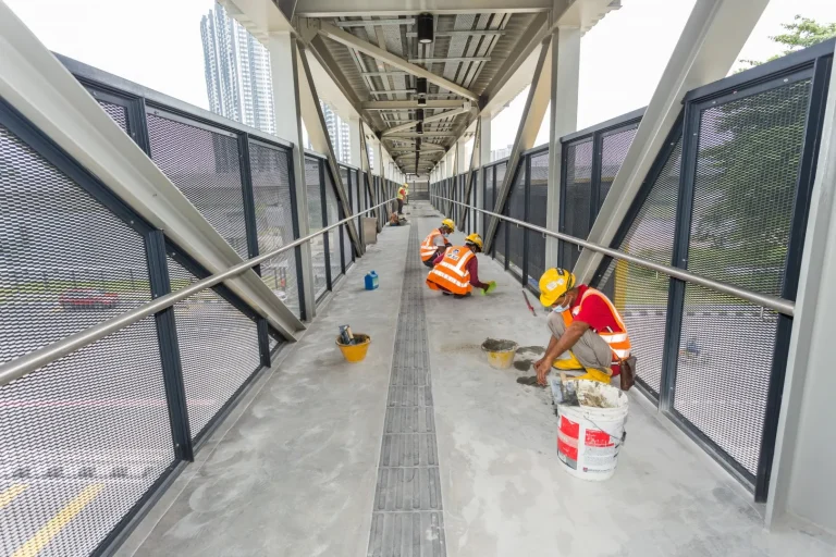 Epoxy flooring works in progress at the Sri Delima MRT Station.