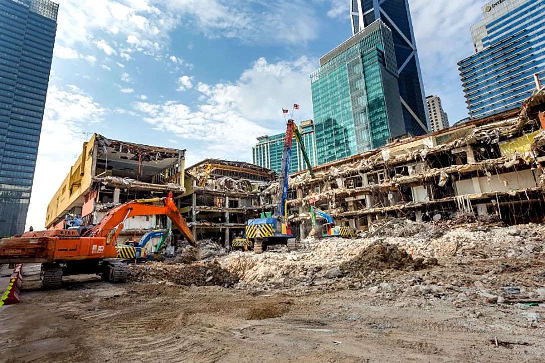 Demolition works of the Ampang Park Shopping Centre at the Ampang Park MRT Station site.