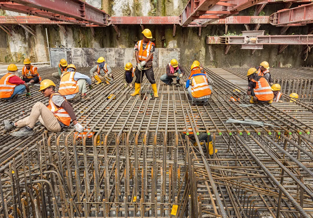 Ongoing rebar works for concourse slab at the Bandar Malaysia Utara MRT Station box.