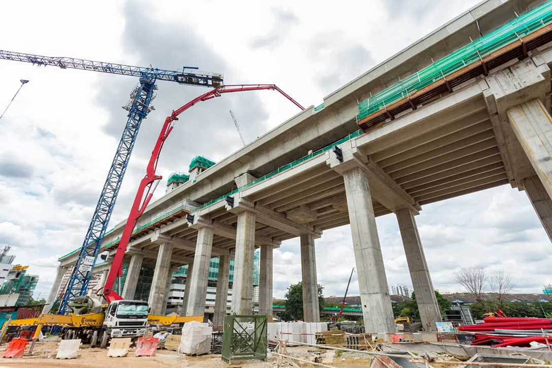 View of the completed concreting platform slab of Kuchai MRT Station.