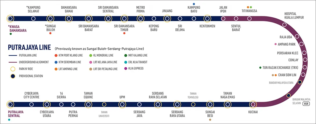 MRT Putrajaya Line route map
