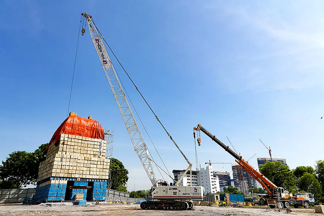 Ongoing load test at the MRT construction site near the Putrajaya Sentral Station.