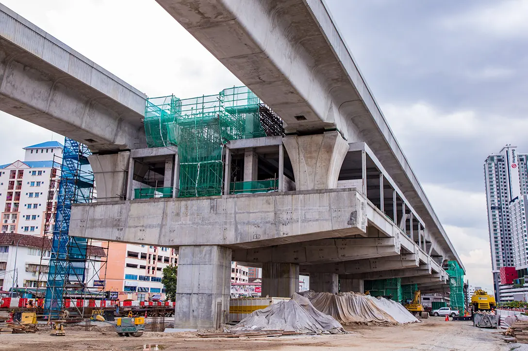 Installation of Rain Water Down Pipe in progress at the Serdang Raya Utara MRT Station site.