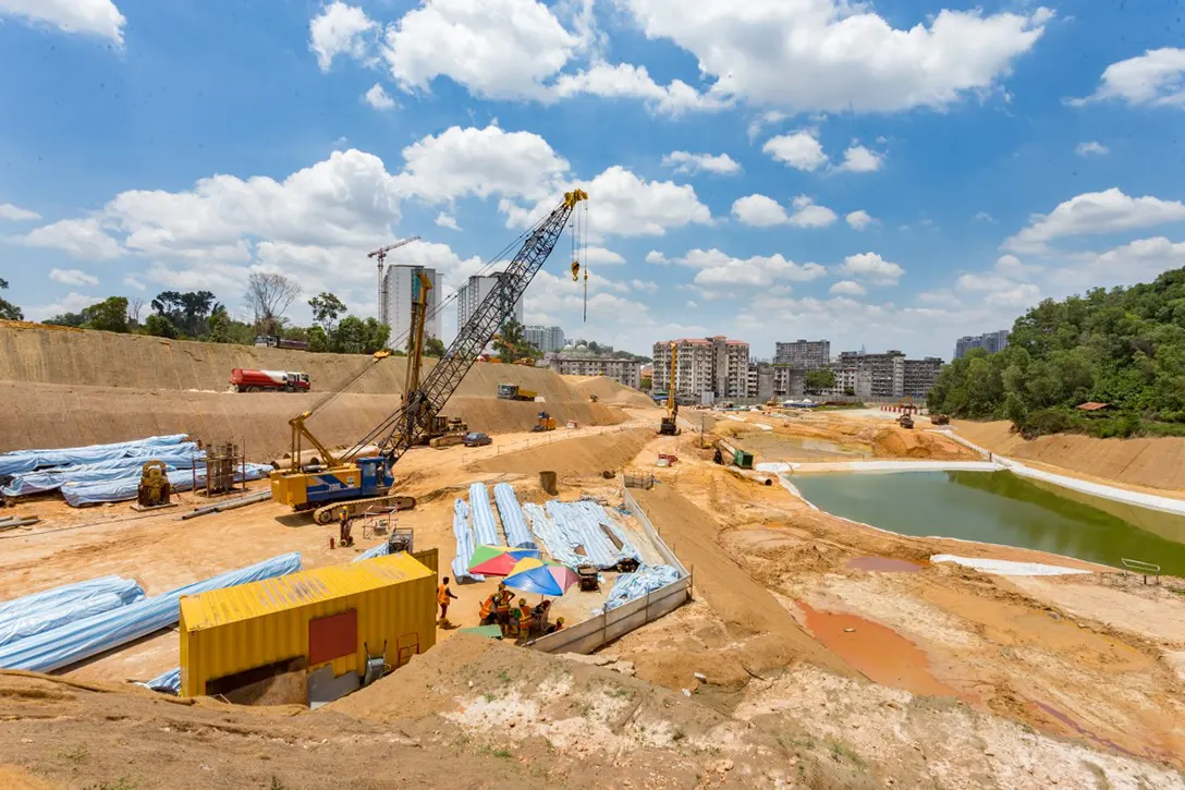 Bored piling works in progress at the upcoming Taman Naga Emas Station site.