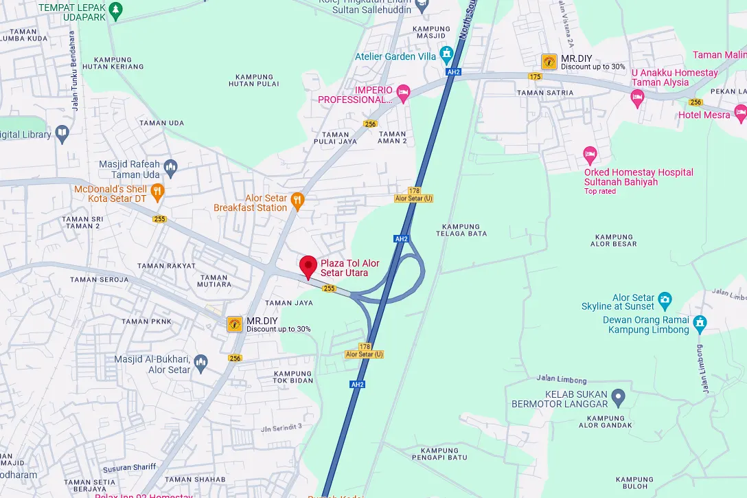 Location of Alor Setar Utara Toll Plaza