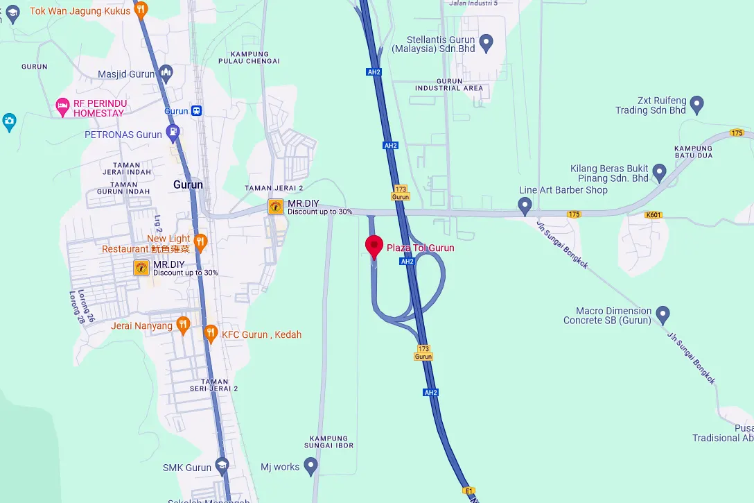 Location of Gurun Toll Plaza