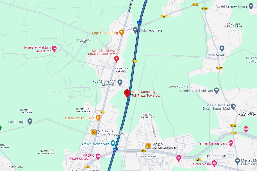 Location of Hutan Kampung Toll Plaza