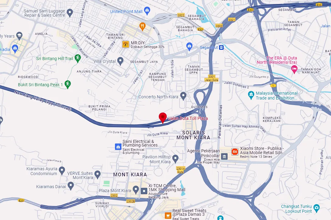Location of Jalan Duta Toll Plaza