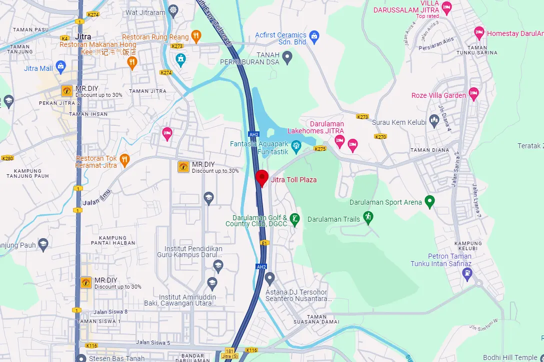 Location of Jitra Toll Plaza