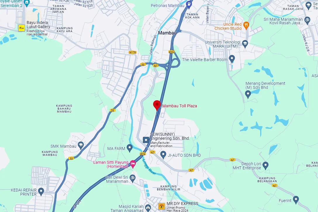 Location of Membau Toll Plaza