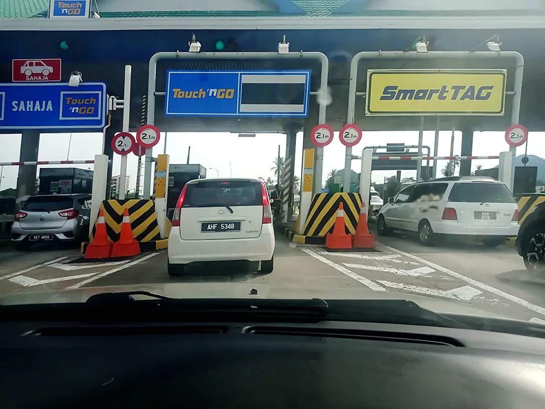 Entering the toll booths