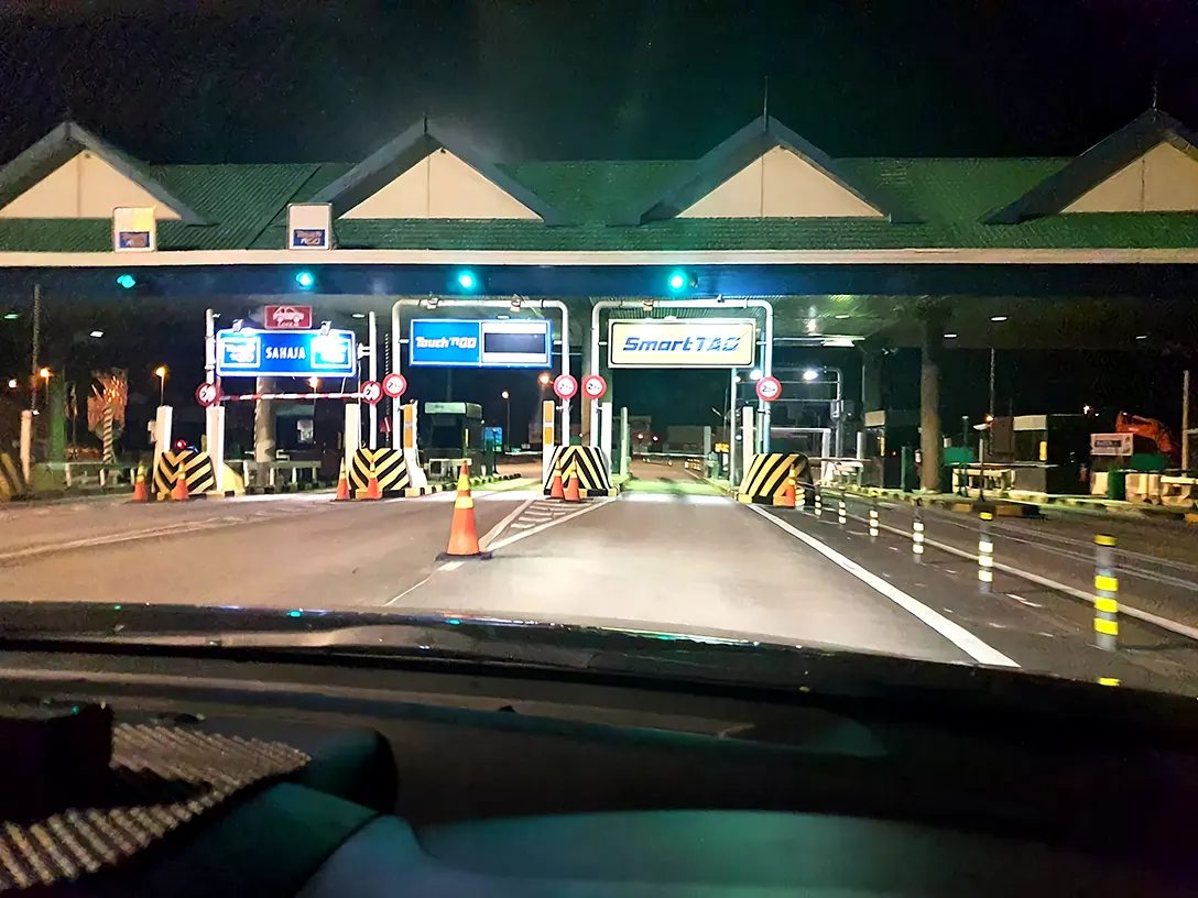 Entering the toll booths