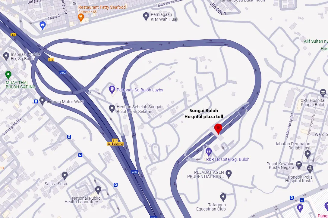 Location of Sungai Buloh Hospital Toll Plaza