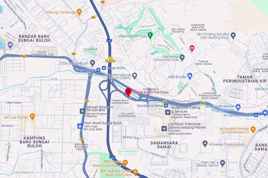 Location of Sungai Buloh Toll Plaza