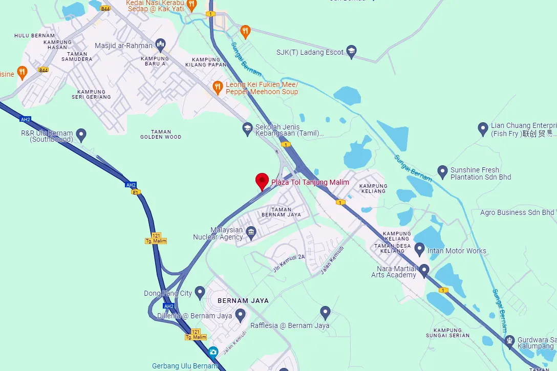 Location of Tanjung Malim Toll Plaza