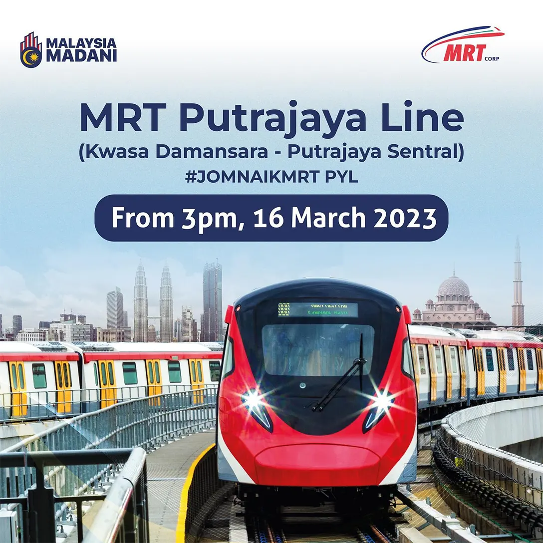 Putrajaya MRT line phase 2 opens March 16, offers cheap travel to KLIA
