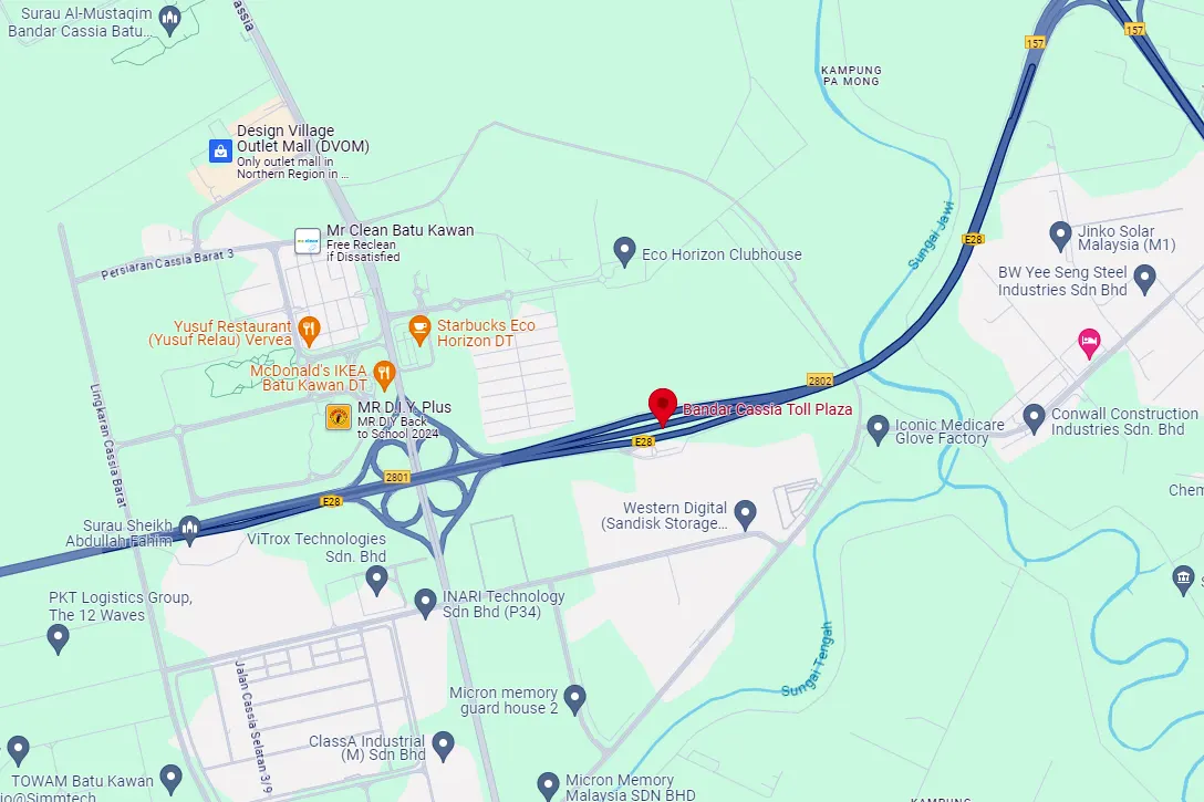 Location of Bandar Cassia Toll Plaza