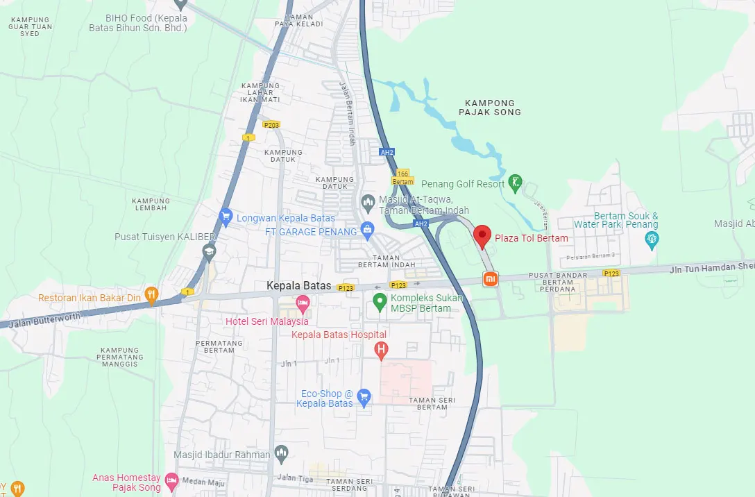 Location of Bertam Toll Plaza