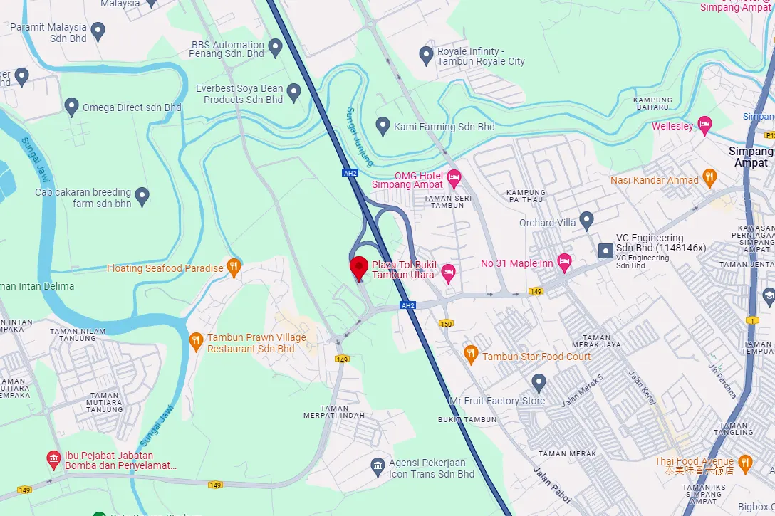 Location of Bukit Tambun Utara Toll Plaza